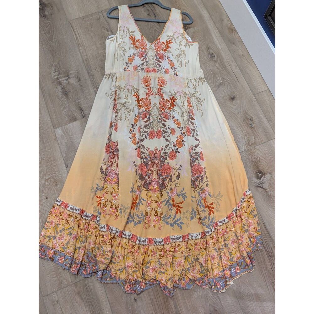 City Chic XL Boho Hi Lo Maxi Dress Festival Cottagecore Prairie Floral V Neck - Picture 4 of 15